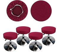 HuaLiSiJi Housse Tabouret Rond 30-40 cm Housse de Tabouret en Tissu Luxueux Rond, Extensible Infroissable Lavable Anti-poussière Doux et Durable (4, Bordeaux)