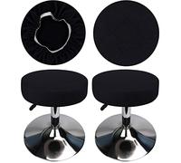 HuaLiSiJi Housse Tabouret Rond 30-40 cm Housse de Tabouret en Tissu Luxueux Rond, Extensible Infroissable Lavable Anti-poussière Doux et Durable (2, Noir)