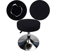 HuaLiSiJi Housse Tabouret Rond 30-40 cm Housse de Tabouret en Tissu Luxueux Rond, Extensible Infroissable Lavable Anti-poussière Doux et Durable (1, Noir)