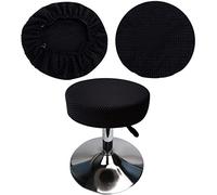HuaLiSiJi Housse Tabouret Rond 30-40cm, Extensible Infroissable Lavable Imperméable à la Poussière Doux et Durable, Transforme Les Tabourets en Quelques Secondes (1, Noir)