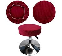 HuaLiSiJi Housse Tabouret Rond 30-40cm, Extensible Infroissable Lavable Imperméable à la Poussière Doux et Durable, Transforme Les Tabourets en Quelques Secondes (1, Bordeaux)
