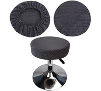 HuaLiSiJi Housse Tabouret Rond 30-40cm, Extensible Infroissable Lavable Imperméable à la Poussière Doux et Durable, Transforme Les Tabourets en Quelques Secondes (1, Gris)