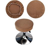 HuaLiSiJi Housse Tabouret Rond 30-40cm, Extensible Infroissable Lavable Imperméable à la Poussière Doux et Durable, Transforme Les Tabourets en Quelques Secondes (1, Brun)