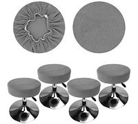 HuaLiSiJi Housse Tabouret Rond 30-40cm, Extensible Infroissable Lavable Imperméable à la Poussière Doux et Durable, Transforme Les Tabourets en Quelques Secondes (4, Gris Clair)