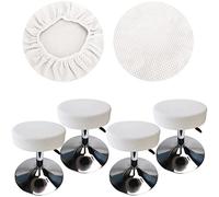 HuaLiSiJi Housse Tabouret Rond 30-40cm,Extensible Infroissable Lavable Imperméable à la Poussière Doux et Durable,Transforme Les Tabourets en Quelques Secondes (4, Blanc)