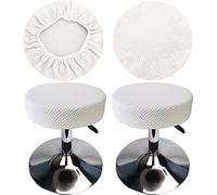 HuaLiSiJi Housse Tabouret Rond 30-40cm,Extensible Infroissable Lavable Imperméable à la Poussière Doux et Durable,Transforme Les Tabourets en Quelques Secondes (2, Blanc)
