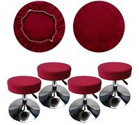 HuaLiSiJi Housse Tabouret Rond 30-40cm, Extensible Infroissable Lavable Imperméable à la Poussière Doux et Durable, Transforme Les Tabourets en Quelques Secondes (4, Bordeaux)
