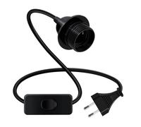 HuaLiSiJi Porte Lampe E27 Avec Câble et Interrupteur Douille E27 avec Anneau Fileté et Cordon D'alimentation 250V 4A pour Suspension, Lampe Verticale (Noir, 3.5m)