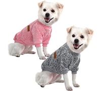 HuaLiSiJi Pull Chien Petite Taille Pull Chihuahua Chien Polaire Pull Over,Le Tissu Est Très Confortable, Doux et Chaud pour L'animal et Se Met Très Facilement (Rose+Gris, S)