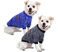 HuaLiSiJi Pull Chien Petite Taille Pull Chihuahua Vetement Chien Petite Taille, Chaud et Léger, Texture Douce, élastique Facile à Porter, Couleurs Vives (XS, Bleu Foncé+Bleu Marine)