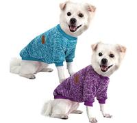 HuaLiSiJi Pull Chien Petite Taille Pull Chihuahua Vetement Chien Petite Taille, Le Tissu Est Très Confortable, Doux et Chaud pour L'animal et Se Met Très Facilement (Bleu+Violet, XS)