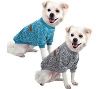 HuaLiSiJi Pull-Overs pour Chiens Pull Chien Petite Taille Pull Polaire Chien, Chaud et Léger, Texture Douce, élastique Facile à Porter, Couleurs Vives (Bleu+Gris,L)