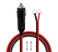 HuaLiSiJi Rallonge Allume Cigare avec Joint Torique 12V 24V Cable Allume Cigare 14AWG avec Fusible 15A 20A Cordon Allume Cigare avec Indicateur LED pour Moto, Bateau,Voiture (1.8 m)