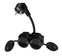 HuaLiSiJi Rallonge avec 2 Prises Schuko 16A 250V Rallonge Double Prise Schuko IP44 Cable D'extension Schuko pour Maison, Bureau, Intérieur ou Extérieur (25cm)