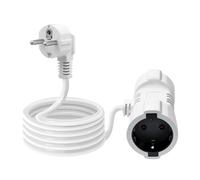 HuaLiSiJi Rallonge avec 2 Prises Schuko Rallonge Schuko Double 16A 250V H05VV-F 3x1.0mm² Rallonge électrique Double Prise Coudée à 90° pour la Maison ou Le Bureau (Blanc, 0.5m)
