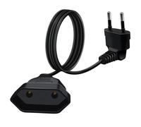 HuaLiSiJi Rallonge d'alimentation Euro 2.5A 250V 625W Câble D'extension Euro Rallonge Câble Euro, pour Une Utilisation en Intérieur TV, PC, Moniteur (Noir, 2m)