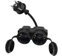 HuaLiSiJi Rallonge Double Prise Etanche 16A /250V Rallonge de Contact de Protection Rallonge électrique Courte Schuko, pour la Maison, Le Bureau 3 x 1,5 mm² (25cm)