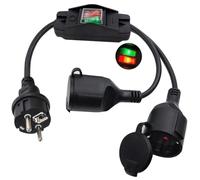 HuaLiSiJi Rallonge Double Prise Schuko 16A 250V Rallonge Schuko avec Interrupteur Rallonge Electrique Courte Schuko, Rallonge Electrique IP44 pour Une Utilisation Extérieure ou Intérieure (1.5m)