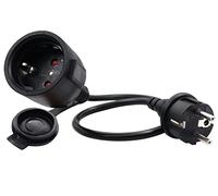 HuaLiSiJi Rallonge électrique Courte Schuko 16A 250V Cable D'extension Schuko,Câble Court 2 AC Prise IP44 pour Une Utilisation Extérieure ou Intérieure, à La Maison, Au Bureau (0.5m)