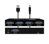 HuaLiSiJi Splitter VGA 1 en 4 Sorties avec Adaptateur DC 5V Répartiteur VGA 4 ports Moniteur Splitter Box Support Large Paroi 1920x1440 150 MHz pour Ordinateur portable, Smart box (Gris)