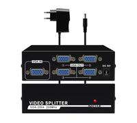 HuaLiSiJi Splitter VGA 1 en 4 Sorties avec Adaptateur DC 5V Répartiteur VGA 4 Ports Moniteur Splitter Box Support Large Paroi 1920x1440 200 MHz pour Ordinateur Portable, Smart Box (Noir)
