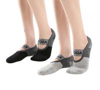 Hually Chaussettes de Yoga pour Femmes,Chaussettes Pilates Antidérapantes en Coton, Chaussette Antidérapante avec Poignées pour Yoga Pilates Ballet Sport