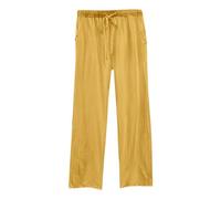HUALONG Pantalon d'entraînement Quotidien Taille élastique pour Femmes Long Couleur Unie Ample Poches décontractées Pantalon en Lin Femme Kaki (Yellow XXXXXL)