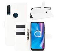 HualuBro Coque Alcatel 1S 2020, Alcatel 1V 2020 Coque, Alcatel 3L 2020 Coque, Etui de Protection en PU Cuir Flip Cover Case Antichoc Portefeuille Housse pour Alcatel 1S 2020 Coque (Blanc)
