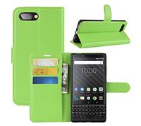 HualuBro Coque Blackberry KEY2, Premium Étui en Cuir PU Leather Wallet Portefeuille Housse Flip Case Cover avec Cartes Slots pour Blackberry Key 2 Smartphone (Vert)