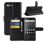 HualuBro Coque Blackberry KEY2, Premium Étui en Cuir PU Leather Wallet Portefeuille Housse Flip Case Cover avec Cartes Slots pour Blackberry Key 2 Smartphone (Noir)