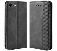 HualuBro Coque iPod Touch 7, Coque iPod Touch 6/5, Housse à Rabat en Retro PU Cuir Flip Case Antichoc Magnétique Portefeuille Etui pour iPod Touch 7ème / 5ème / 6ème Generation Coque (Noir)