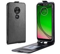 HualuBro Coque Moto G7 Play, Etui Housse à Rabat en Retro PU Cuir Flip Leather Case Cover Antichoc Portefeuille Protection Coque avec Slots de Cartes pour Motorola Moto G7 Play 2019 (Noir)
