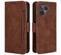 HualuBro Coque pour Fairphone 5, Housse à Rabat en Cuir de Protection Flip Cover Case Antichoc Stand Portefeuille Etui pour Fairphone 5 5G Coque, Marron