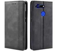 HualuBro Coque pour Honor View 20, Etui Housse à Rabat en Retro PU Cuir Flip Leather Case Cover Antichoc Portefeuille Protection Stand Coque pour Huawei Honor View 20 (Noir)