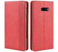 HualuBro Coque pour LG G8X ThinQ, LG V50S ThinQ Coque, Housse à Rabat en Retro PU Cuir Flip Cover Case Antichoc Magnétique Portefeuille Etui pour LG G8X ThinQ/LG V50S ThinQ Coque (Rouge)