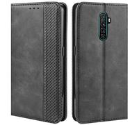 HualuBro Coque pour Realme X2 Pro, portefeuille rétro en cuir PU à rabat antichoc, étui de protection avec porte-cartes pour Reno Ace/Realme X2 Pro (noir)