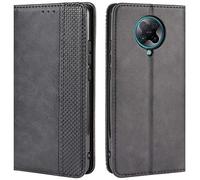 HualuBro Coque pour Xiaomi Poco F2 Pro, Housse à Rabat en Retro PU Cuir Flip Cover Case Antichoc Magnétique Portefeuille Etui pour Xiaomi Poco F2 Pro Coque (Noir)