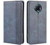 HualuBro Coque pour Xiaomi Poco F2 Pro, Housse à Rabat en Retro PU Cuir Flip Cover Case Antichoc Magnétique Portefeuille Etui pour Xiaomi Poco F2 Pro Coque (Bleu)