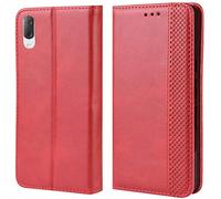 HualuBro Coque Sony Xperia L3, Etui Housse à Rabat en Retro PU Cuir Flip Leather Case Cover Antichoc Portefeuille Protection Stand Coque pour Sony Xperia L3 2019 (Rouge)