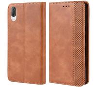HualuBro Coque Sony Xperia L3, Etui Housse à Rabat en Retro PU Cuir Flip Leather Case Cover Antichoc Portefeuille Protection Stand Coque pour Sony Xperia L3 2019 (Marron)