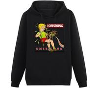 HUALUN Men Offspring Americana Hoodies Black Pullover Sweatshirts Black Size S