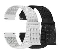 Huamanlou Lot de 2 bracelets de montre en nylon - 16 mm, 18 mm, 20 mm, 22 mm, à dégagement rapide - Pour homme et femme - Bracelet de sport tissé respirant réglable