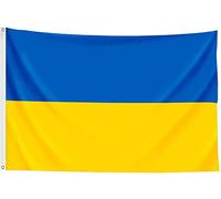 HUAMAO Drapeau Ukraine 150x90cm, ukrainien 3x5ft, Bannière de Paix Ukraine, Polyester à Double Couture avec Œillets en Laiton Extérieur Intérieur, la l'Ukraine, Bleu, jaune, 90 x 150 cm