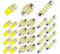 Huamengyuan 24 pièces Voiture Ampoules LED Kit IntéRieur DôMe Coffre Plaque de Porte LumièRe Super T10 31MM 41MM Ampoules de rechange pour la lumière de licence (Jaune)