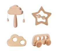 Huamengyuan Jouet de berceau interactif en bois - Hochet en forme de nuage - Stimulation sensorielle - Montessori - Éducation de la petite enfance
