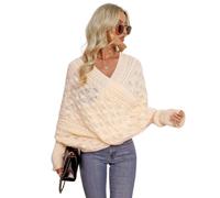 Huamengyuan Pull Écharpe à Manches Pour Femmes - Cape Multifonction Tricotée à Motif Torsadé - Unisexe Long Wraps Foulards Mode Hiver, Beige, Taille Unique