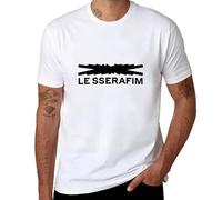 HUAMER Sserafim Logo T-Shirt Oversized t Shirt Summer Top Mens t Shirts Casual Stylish White M