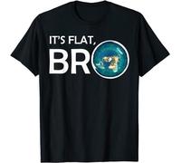 HUAMER The Earth is Flat Bro Design Great Gift Idea T-Shirt Black L