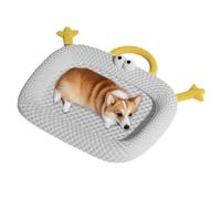 HUAMIAN Tapis rafraîchissant pour chien et chat avec oreiller, soie glacée et mousse à mémoire de forme - Base antidérapante - Pour chiens et chats - Pour utilisation en intérieur et extérieur (gris