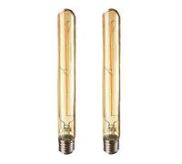 HUAMu 2 Pack E27 Edison Ampoules à Incandescence Vintage LED Lampe Filament Décorative T30 40W AC 220-240V Blanc Chaud 2700K Idéal pour Nostalgie et Eclairage Antique, Verre ambré